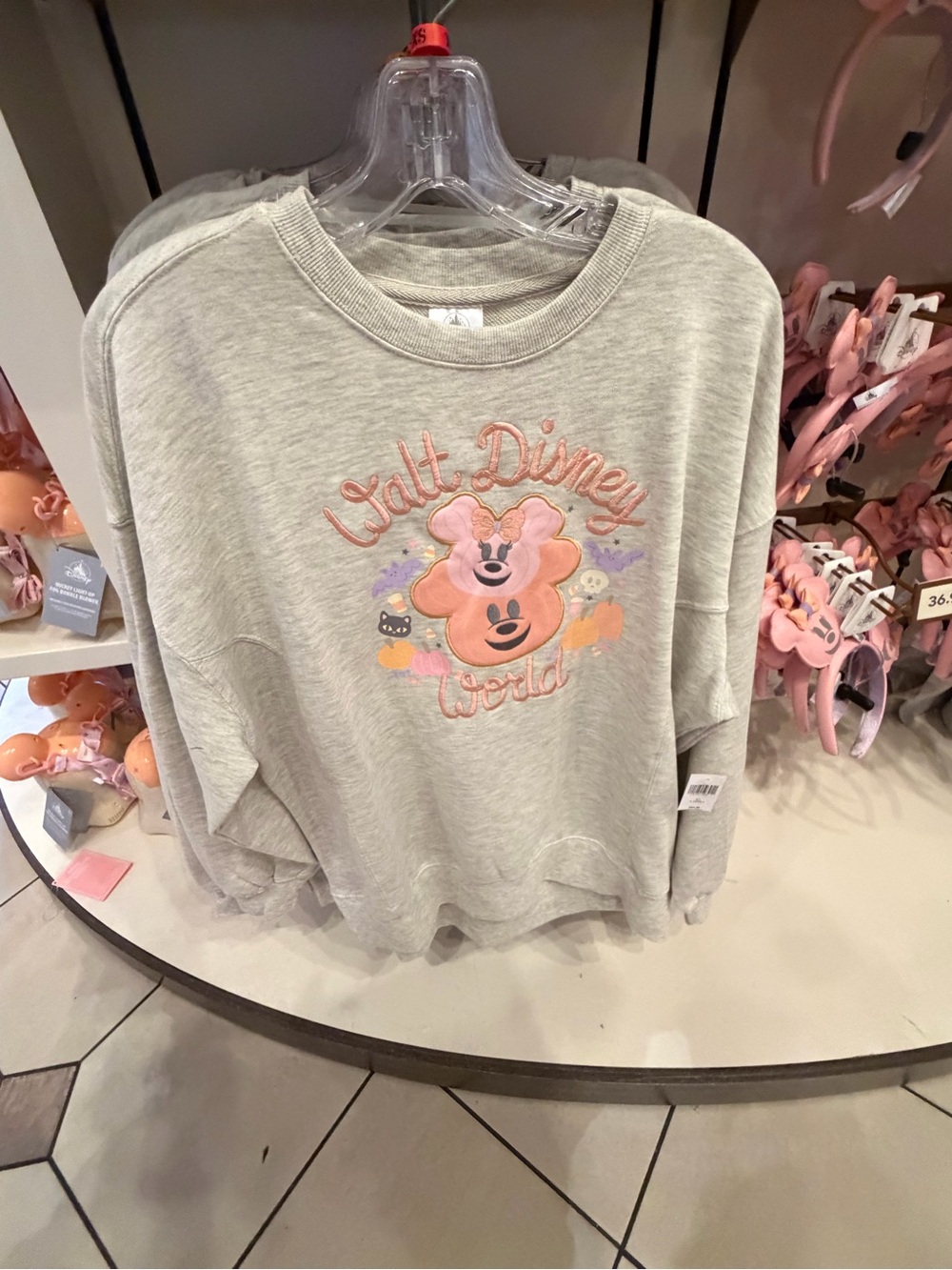 Disney World womens' pastel pumpkin Halloween Gray Minnie Graphic Sweatshirt